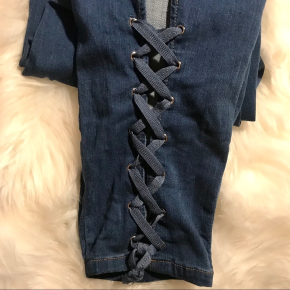 Fashion Nova Bonny Lace Up Jeans A23 - Picture 2 of 7